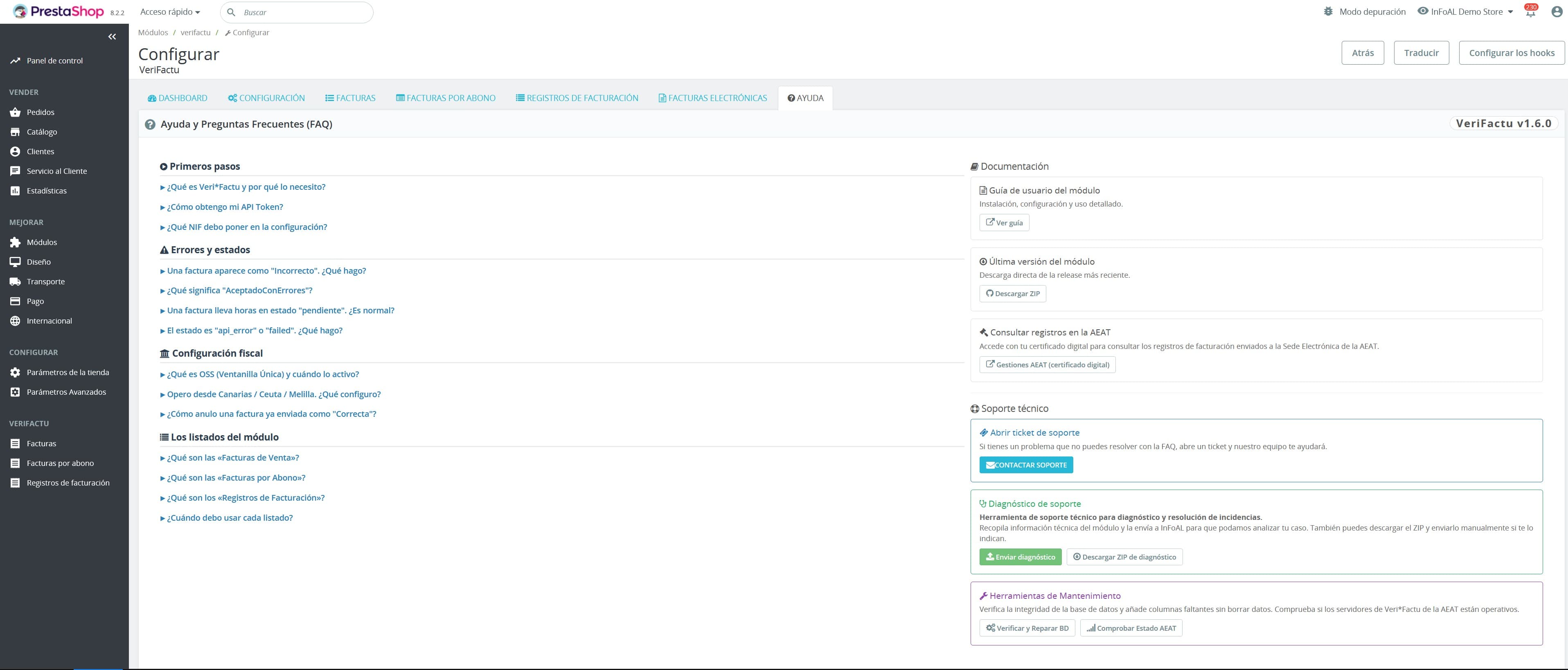 Captura del módulo VeriFactu para PrestaShop - paso 9